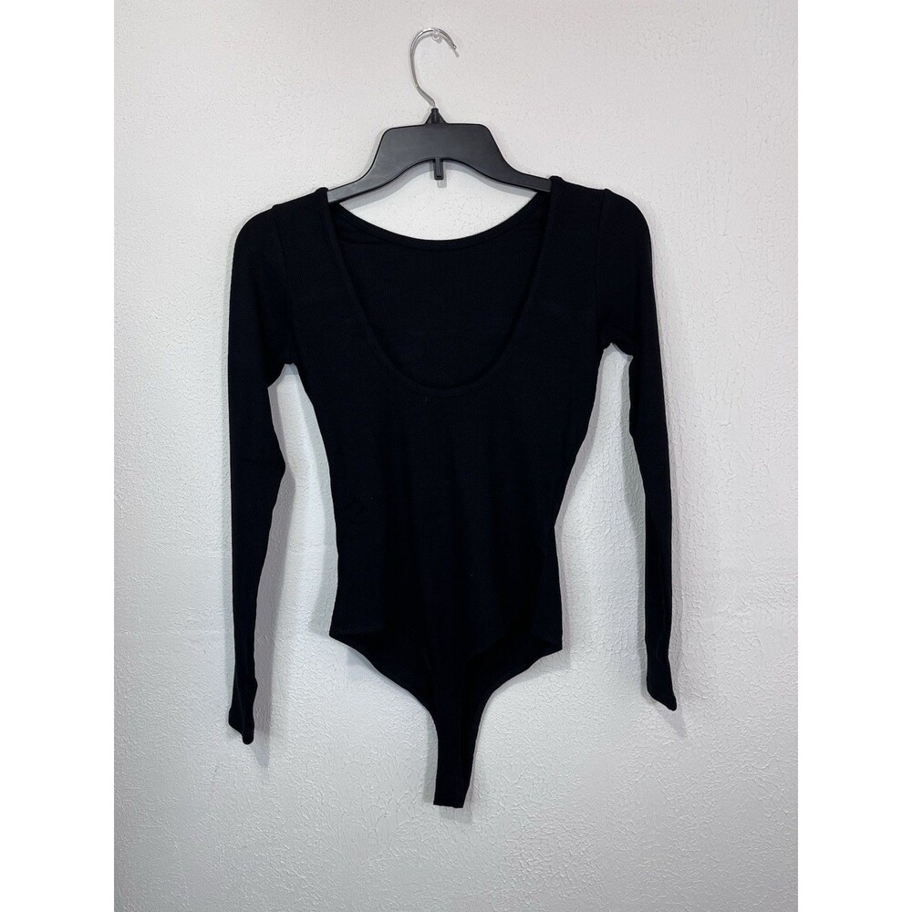 Marine layer lexi Rib bodysuit XS Black Long Sleeve - Picture 4 of 8